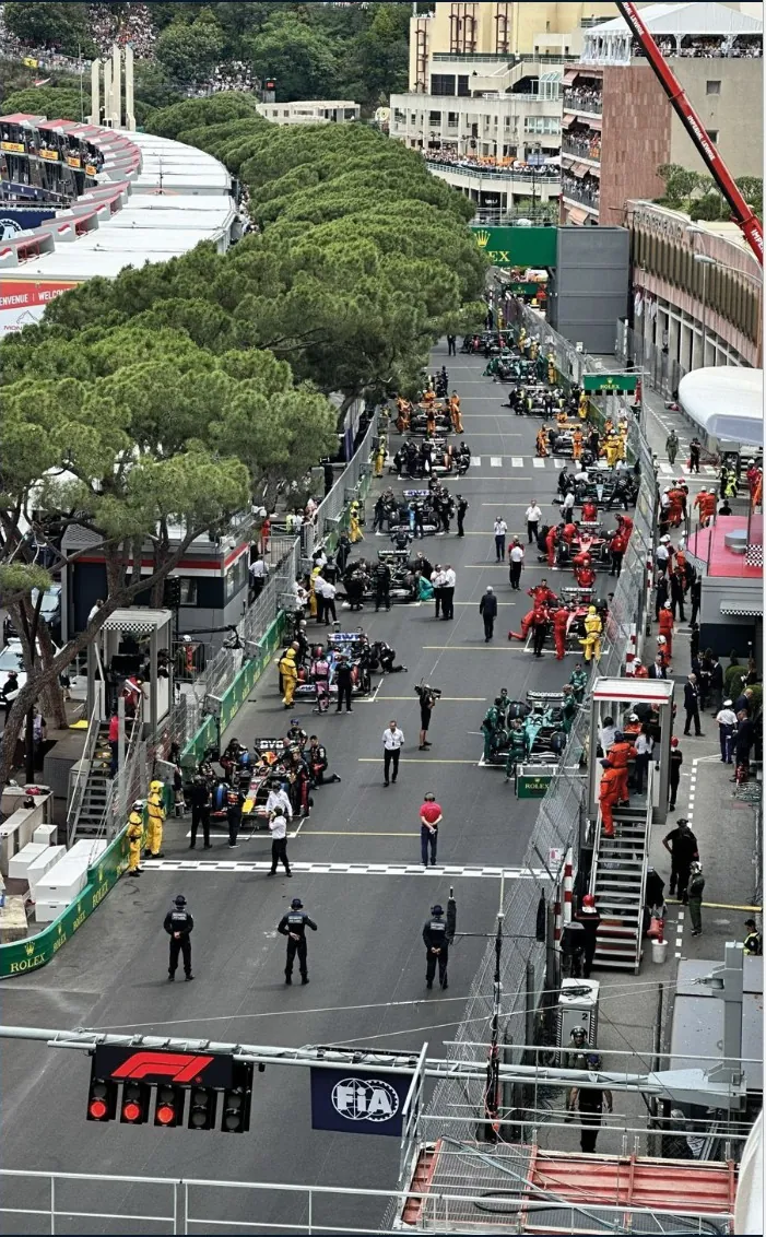 El pit lane desde la séptima planta