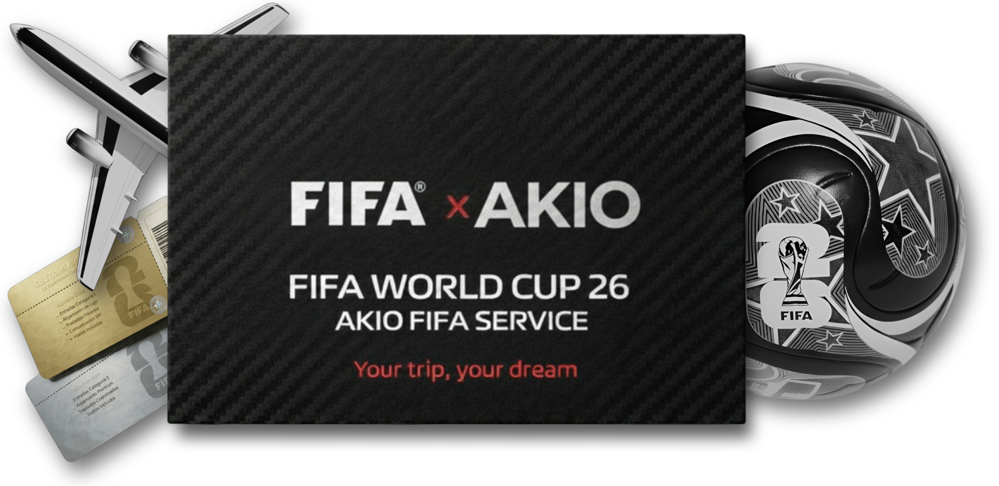 Foto de tarjeta de Akio con los ticketes del evento de la fifa.
