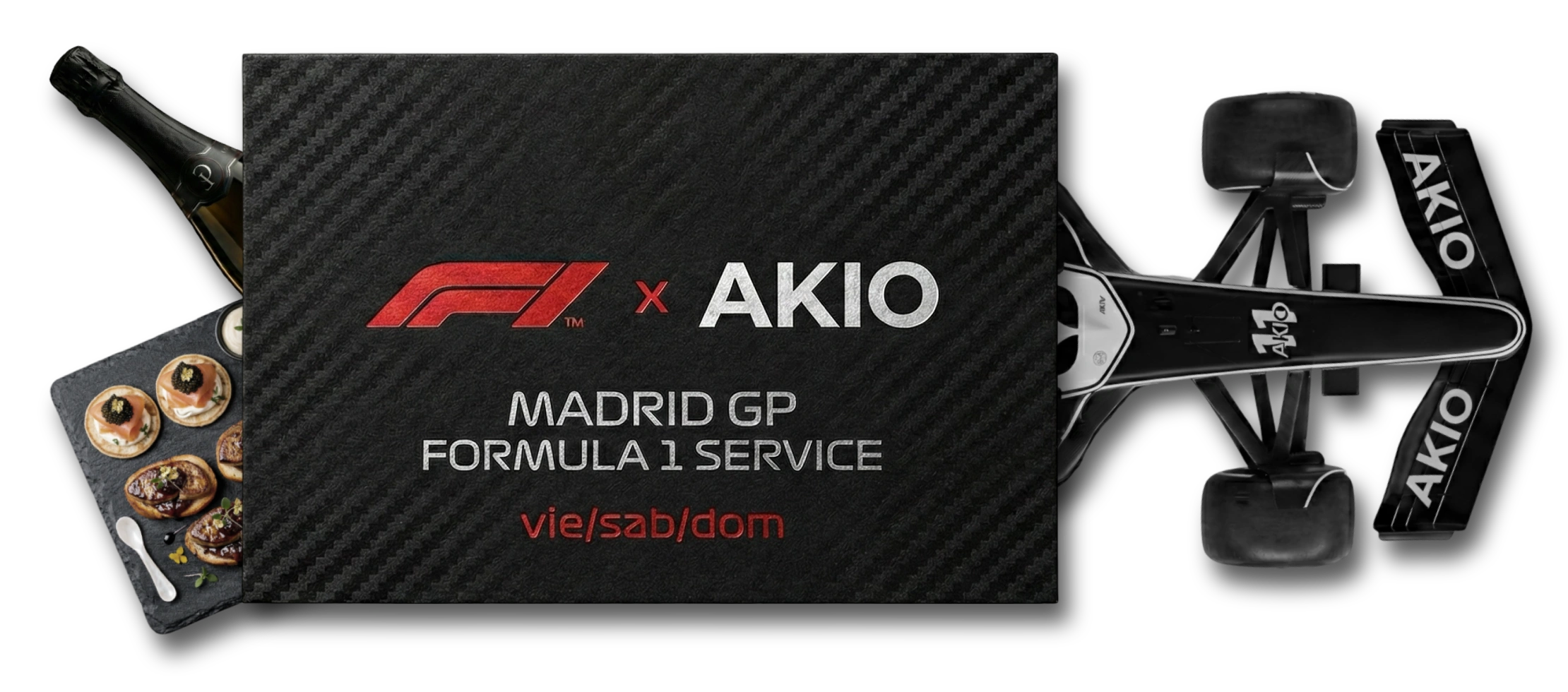 Foto de Tarjeta de Akio con la promoción de la formula 1 en Madrid.